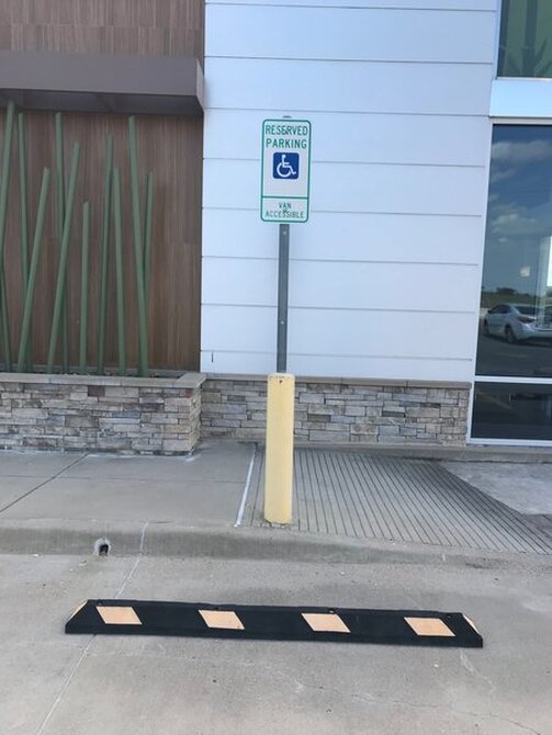 Rubber Wheel Stop in Handicap Parking Stall in Charleston, SC