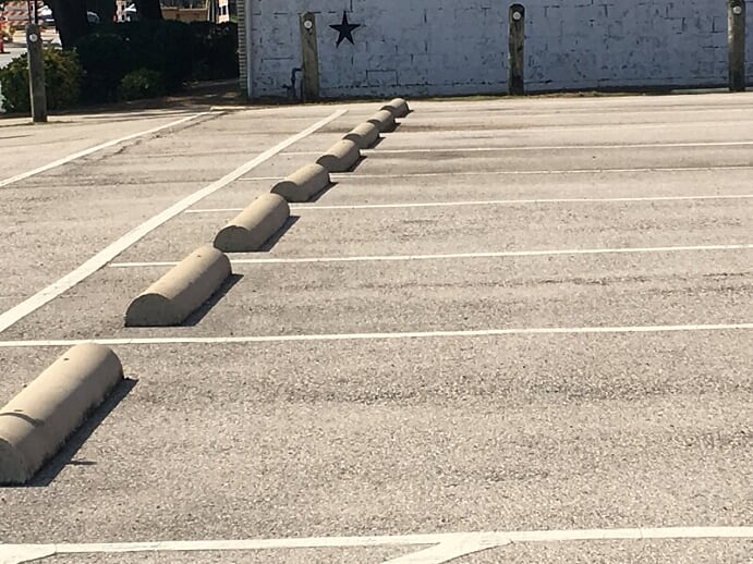 Parking lot striping and wheel stops in Mount Pleasant, South Carolina
